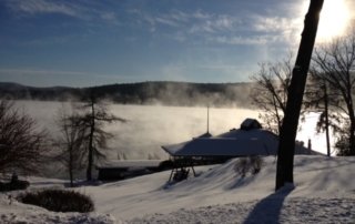 Hill overlooking Lake George in winter.