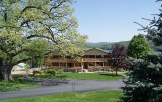 Oak Tree Lodge exterior on sunny day.