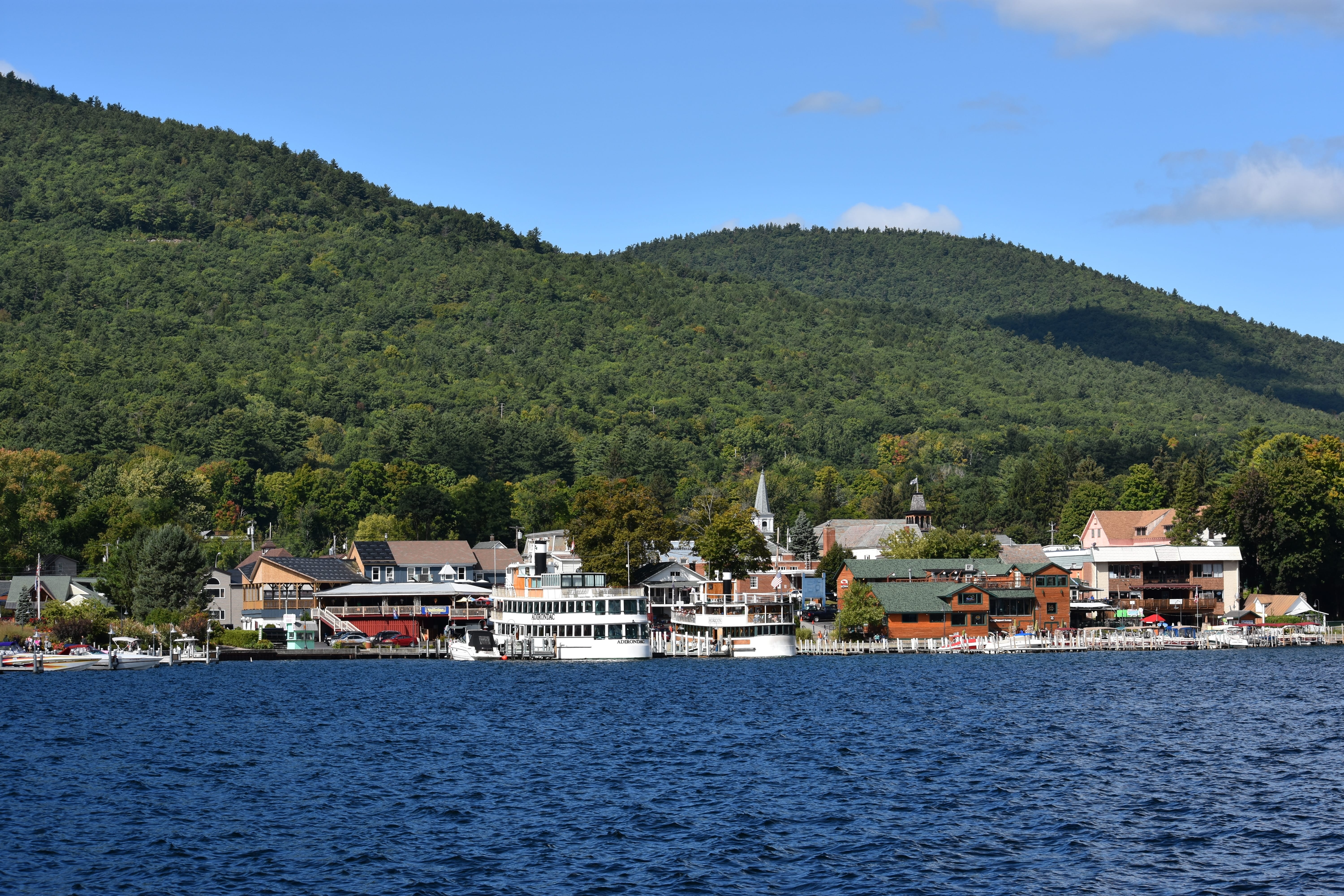 Waterside town on Lake George.