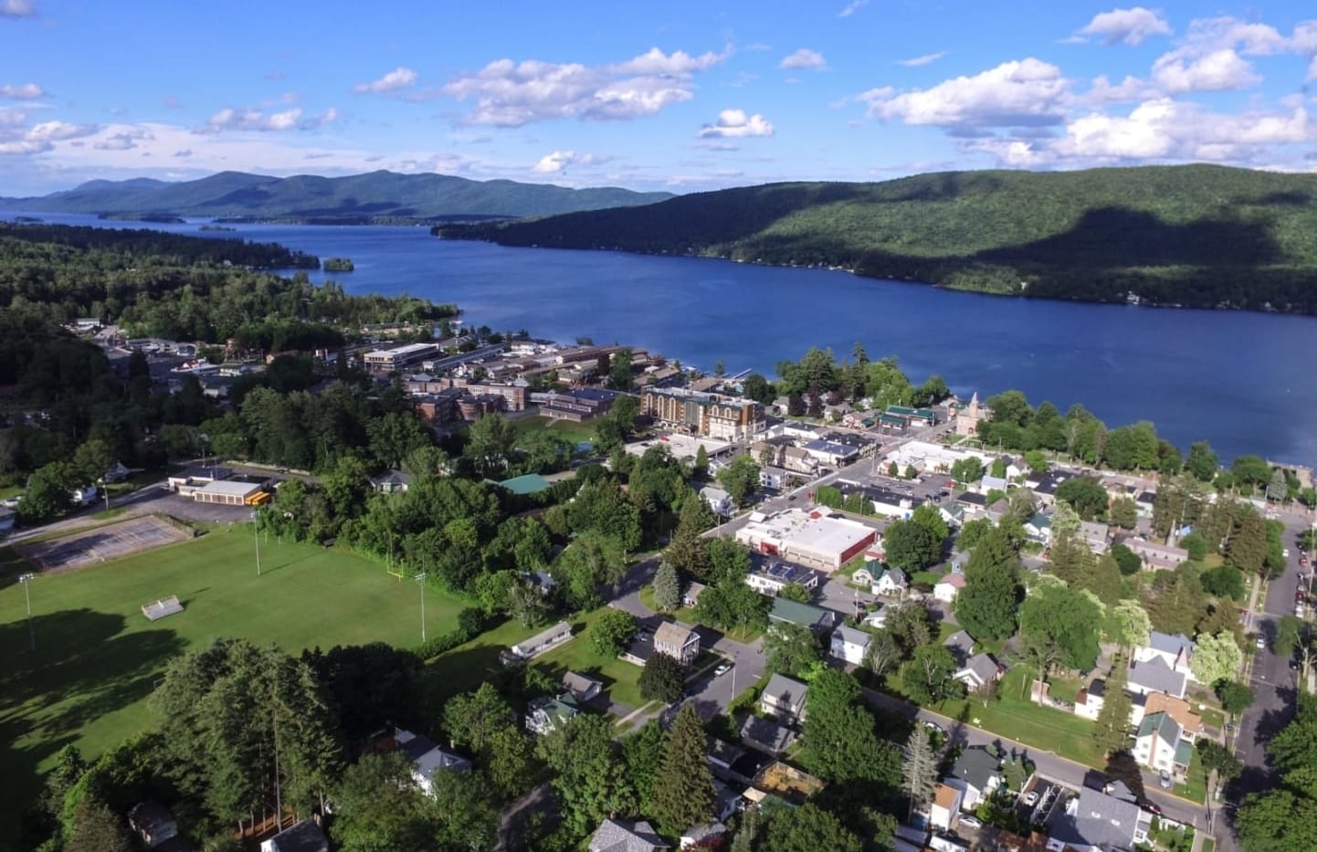 Lake George, New York on a sunny day.