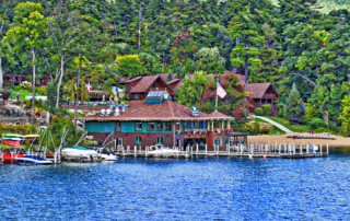 View of Boathouse Restaurant from Lake Geroge