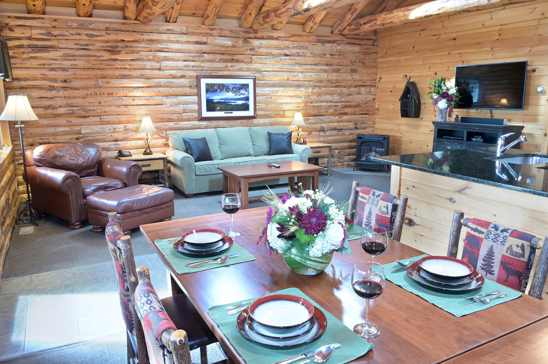 image of the inside of a cabin close to the best things to do in lake george with kids