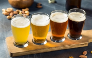 Flight of craft beer at Adirondack breweries near Lake George