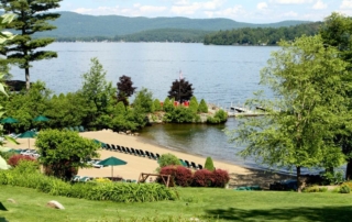 View of beaches on Lake George from The Lodges at Cresthaven